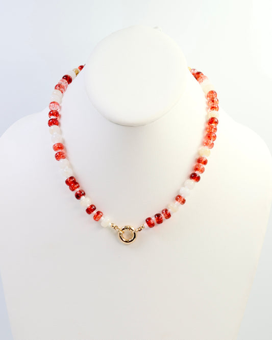 McLane Stone Necklace with Toggle Red White