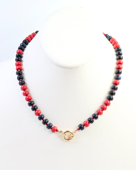 McLane Stone Necklace with Toggle Navy Red