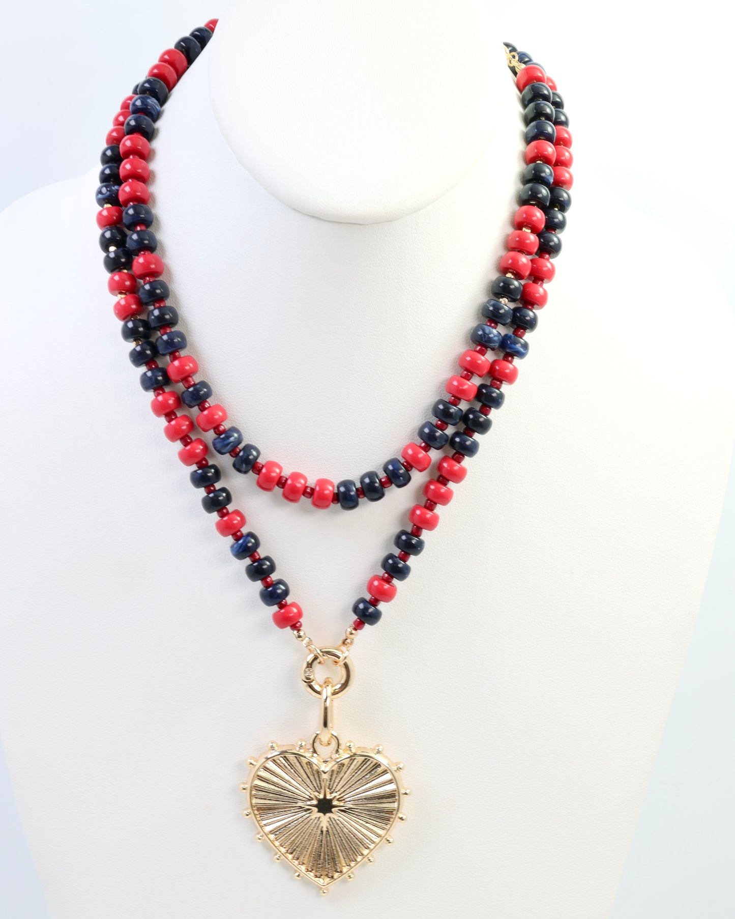Ellison Stone Necklace Navy Red