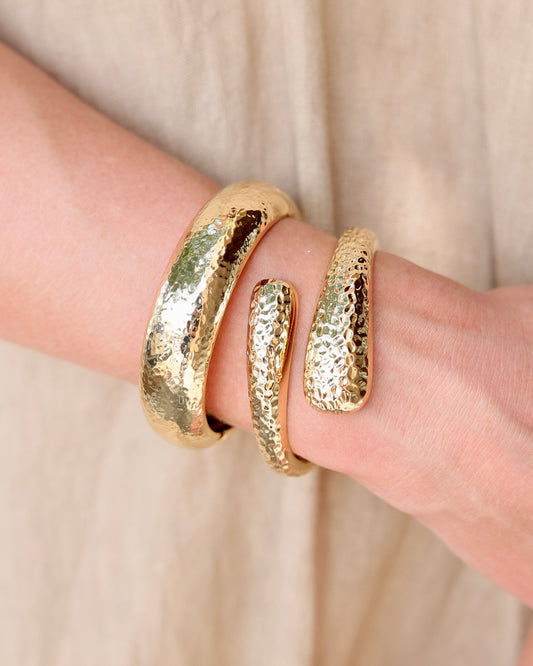 Barnsley Hammered Bangle Bracelet Gold