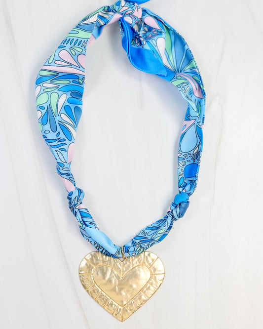 Cile Scarf Charm Necklace Blue