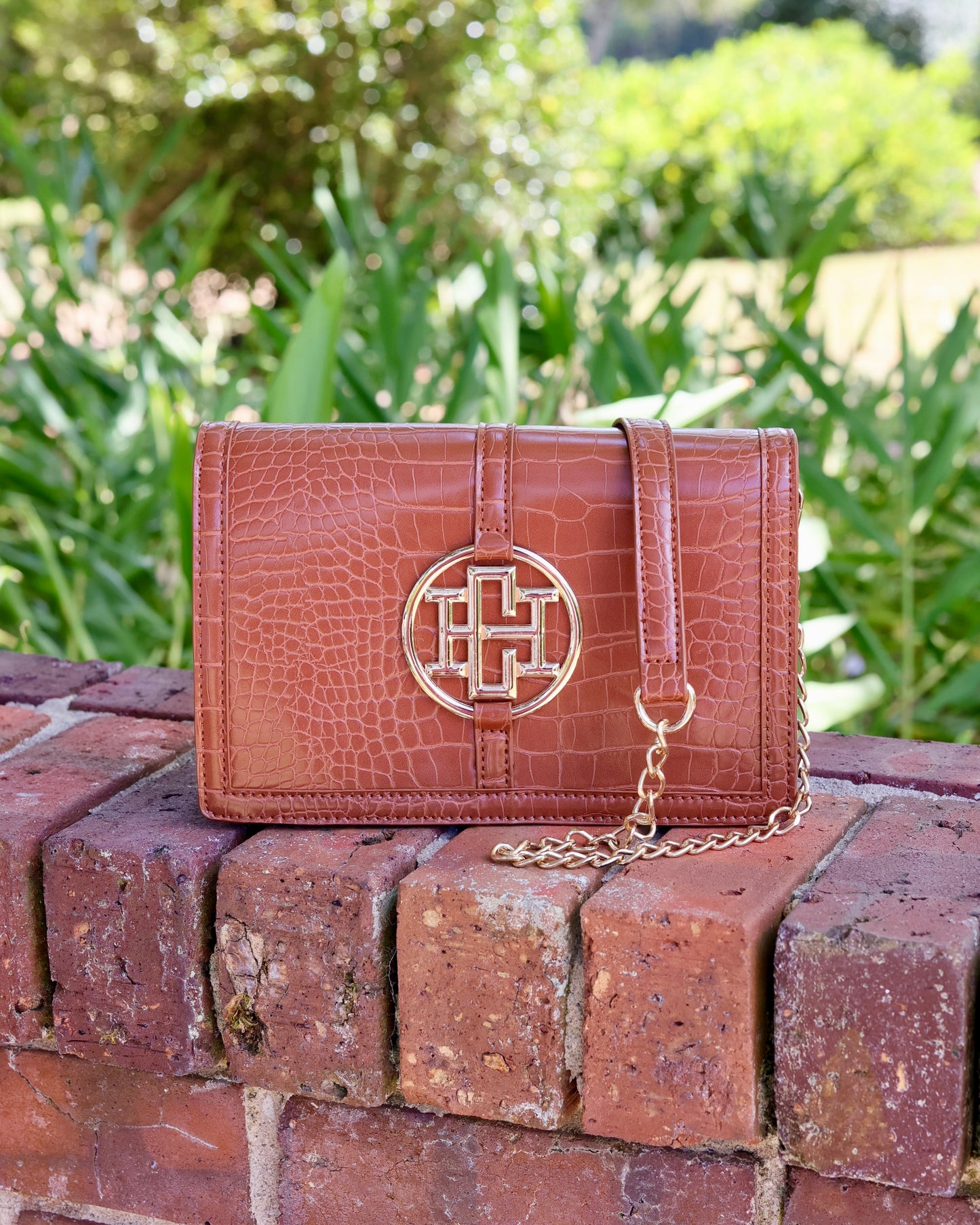 Cecilia Circle Logo Handbag Saddle EC
