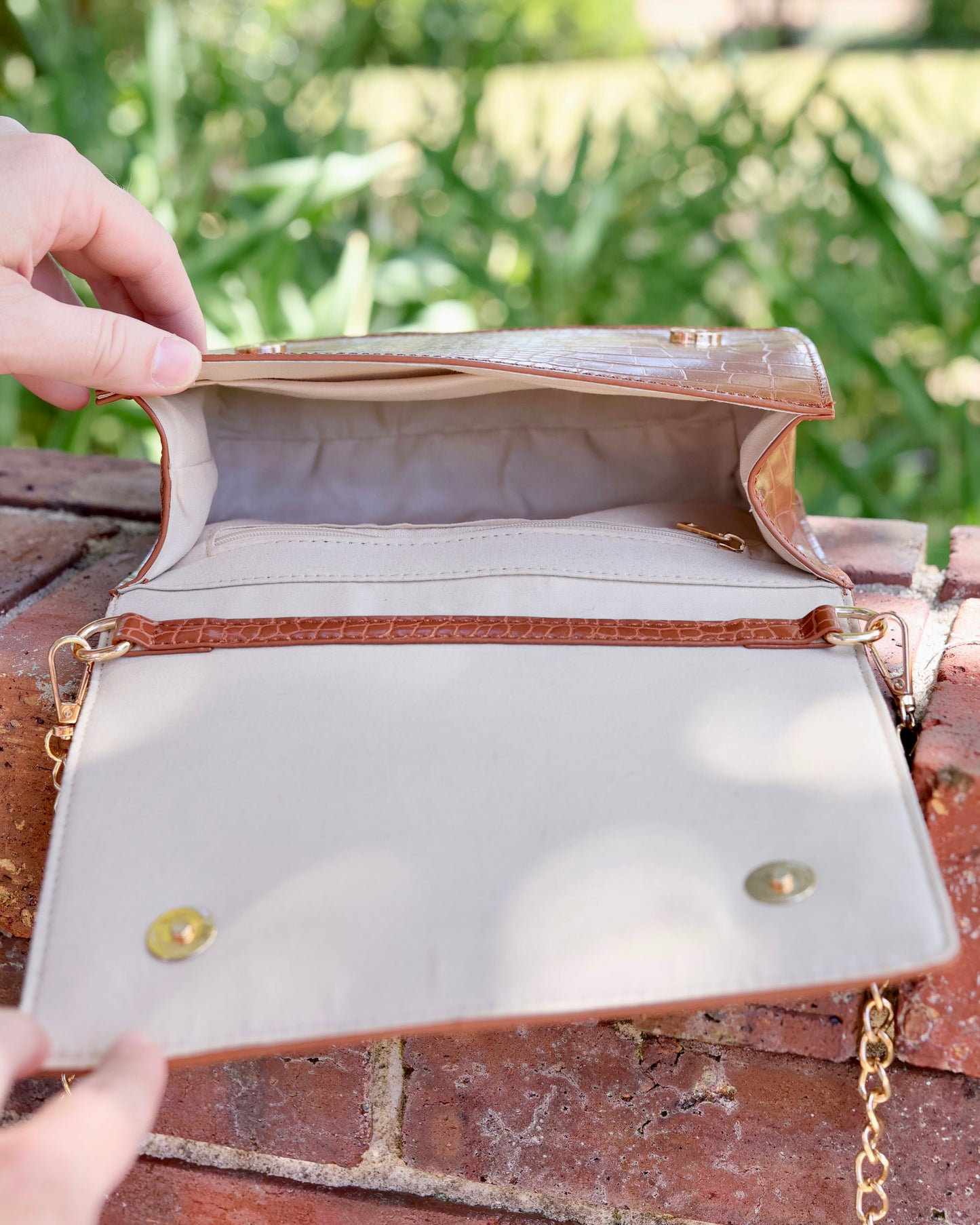 Cecilia Circle Logo Handbag Saddle EC