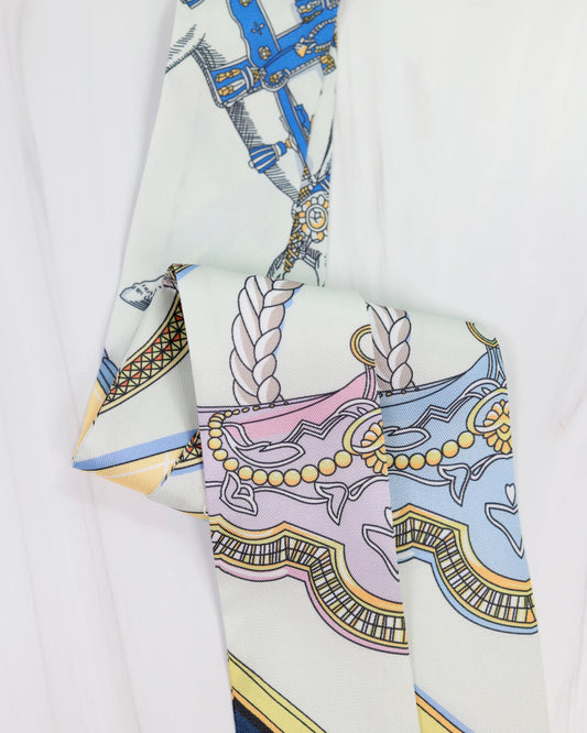 Santee Braided Rope Print Scarf Blue