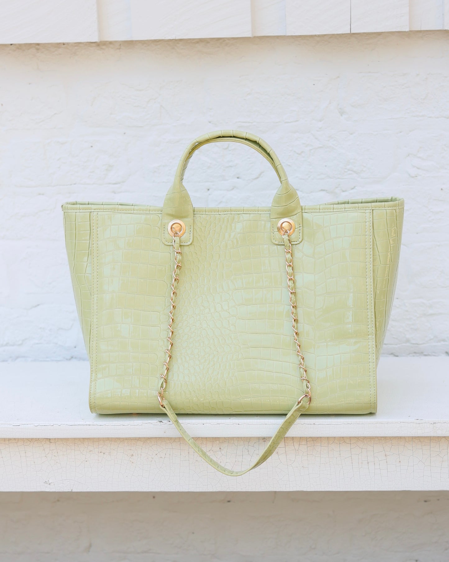 Missy Tote Lime Patent EC