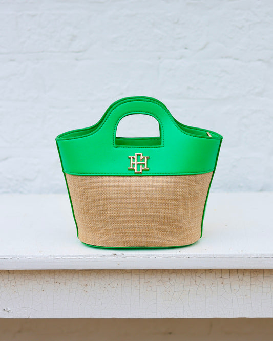 Emma Mini Tote Natural Kelly Green
