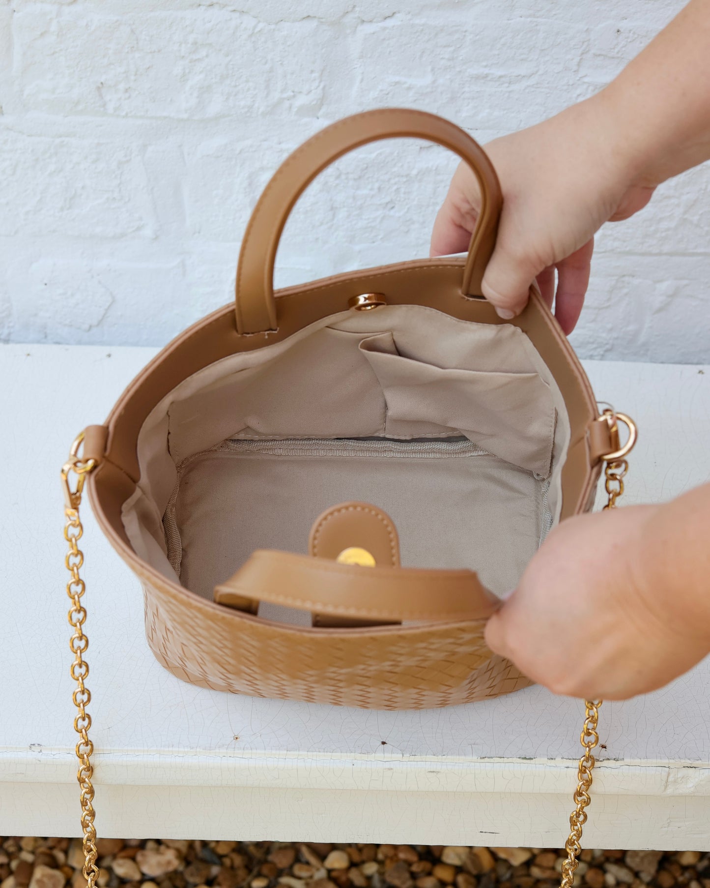 Maren Mini Tote Woven Tan