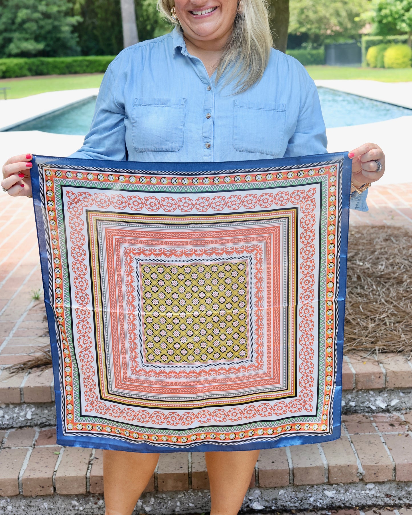 Diya Colorful Scarf Navy Orange