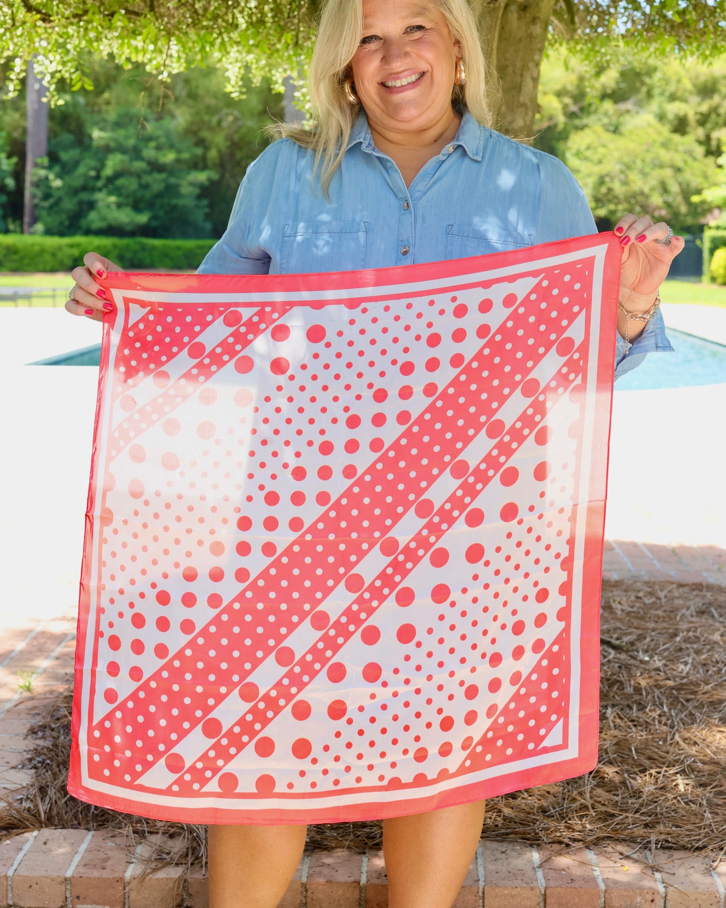 Lula Polka Dot Scarf Coral