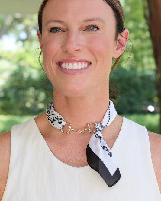 Lana Horsebit Scarf Necklace Black White