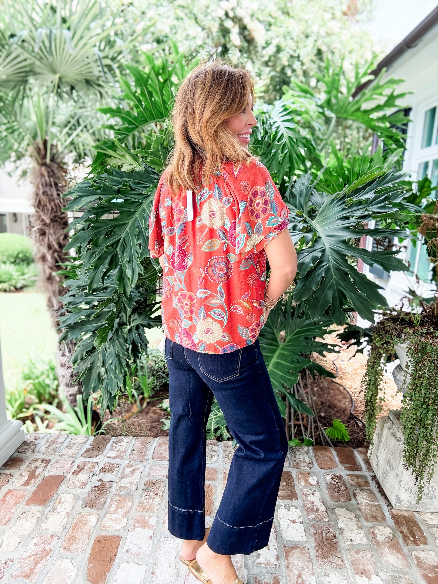 Libby Burgundy Floral Print Top