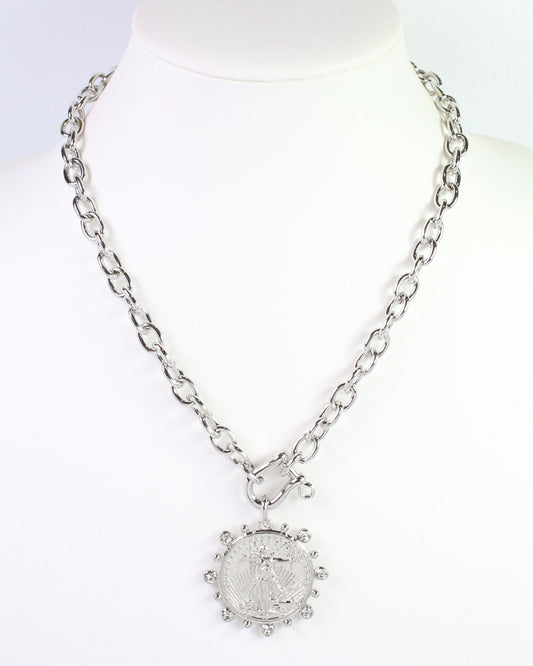 Armidale Horsebit Coin Necklace Silver