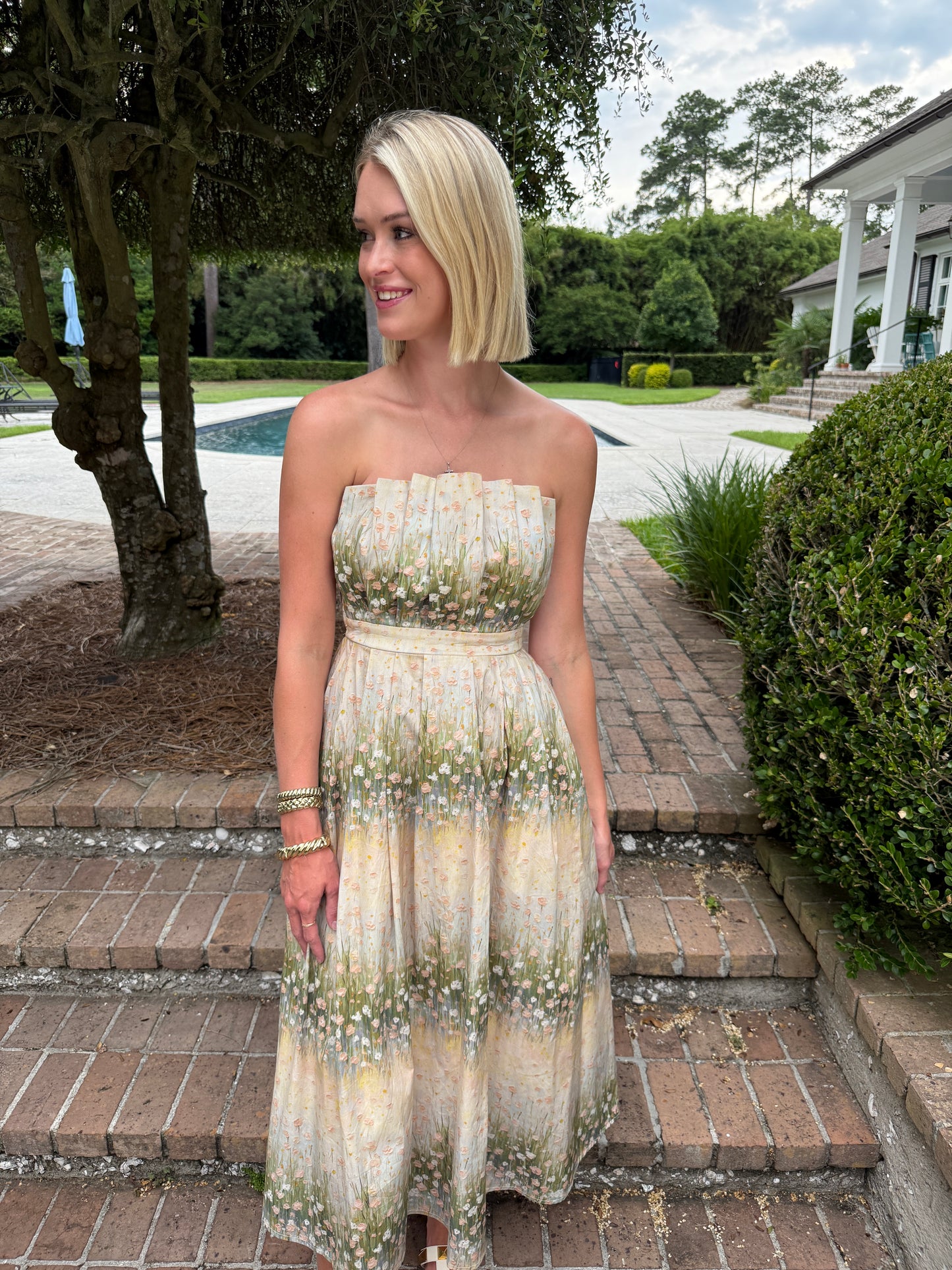 Ansley Floral Strapless Dress