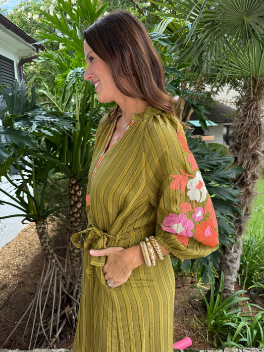 Ella Embroidered Sleeve Maxi Dress