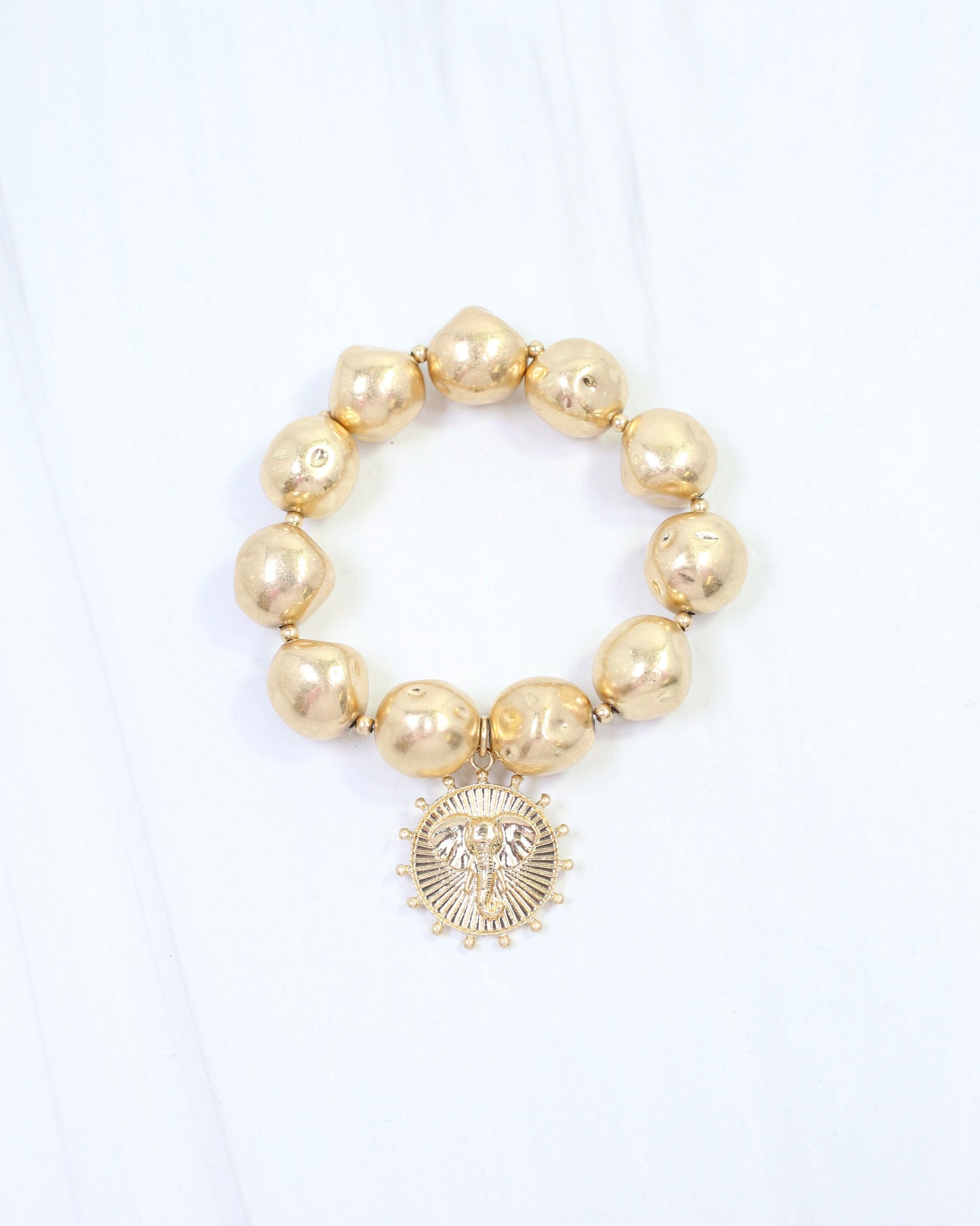 Carmen Coin Stretch Bracelet Elephant Worn Gold