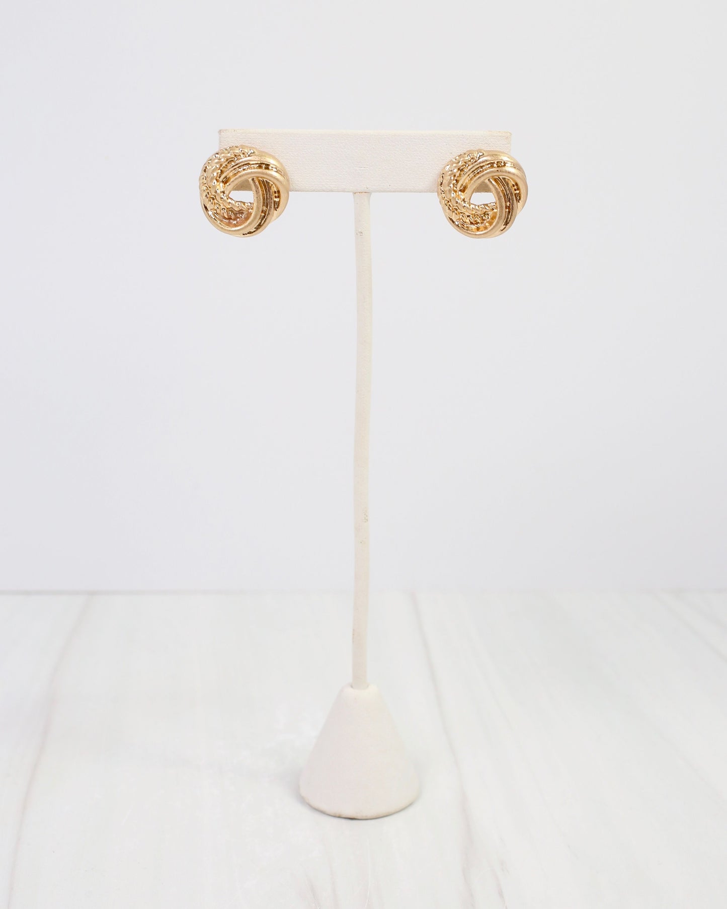 Muskogee Knot Stud Earring Worn Gold