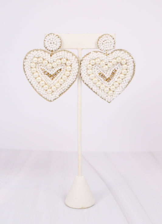 Just a Crush Heart Earring WHITE