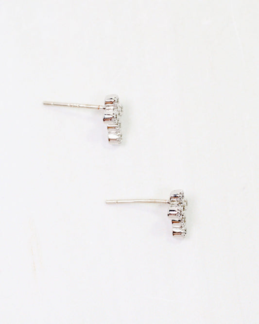 Royal Oak CZ Cross Stud Earring WR Silver