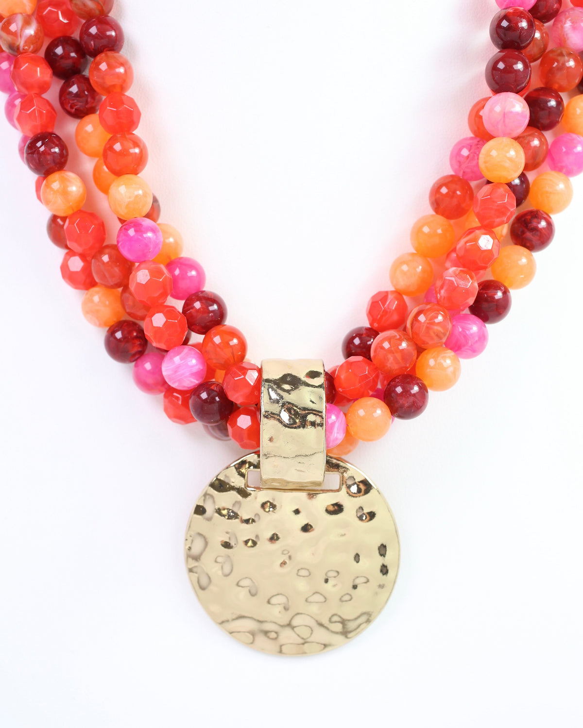 Larissa Beaded Necklace with Pendant Red Multi