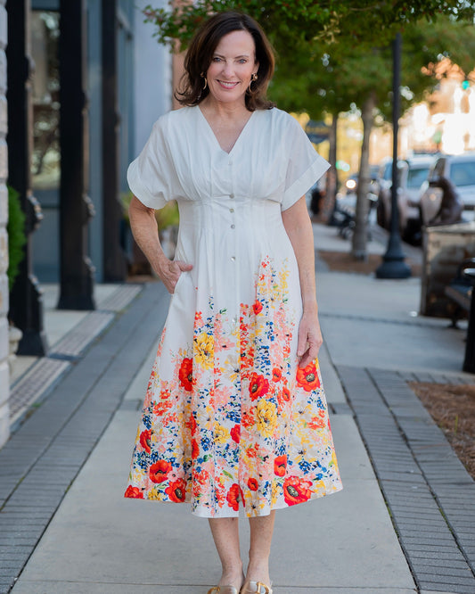Naomi Floral Short Cuff Sleeve Dress