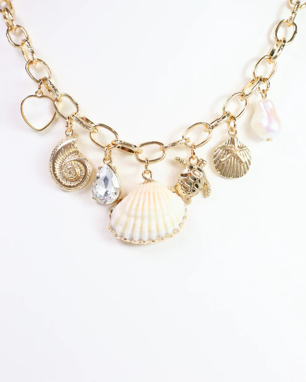 Cape Code Shell Charm Necklace Gold