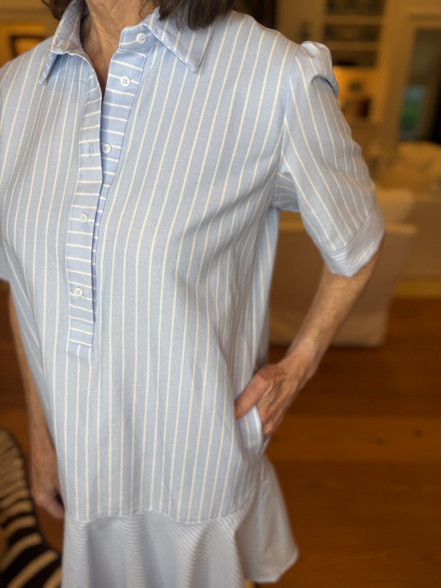 Caught Stepping Out Light Blue Stripe Dress