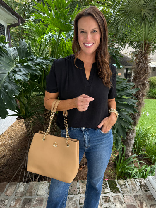 Avalon Short Sleeve Top- Black