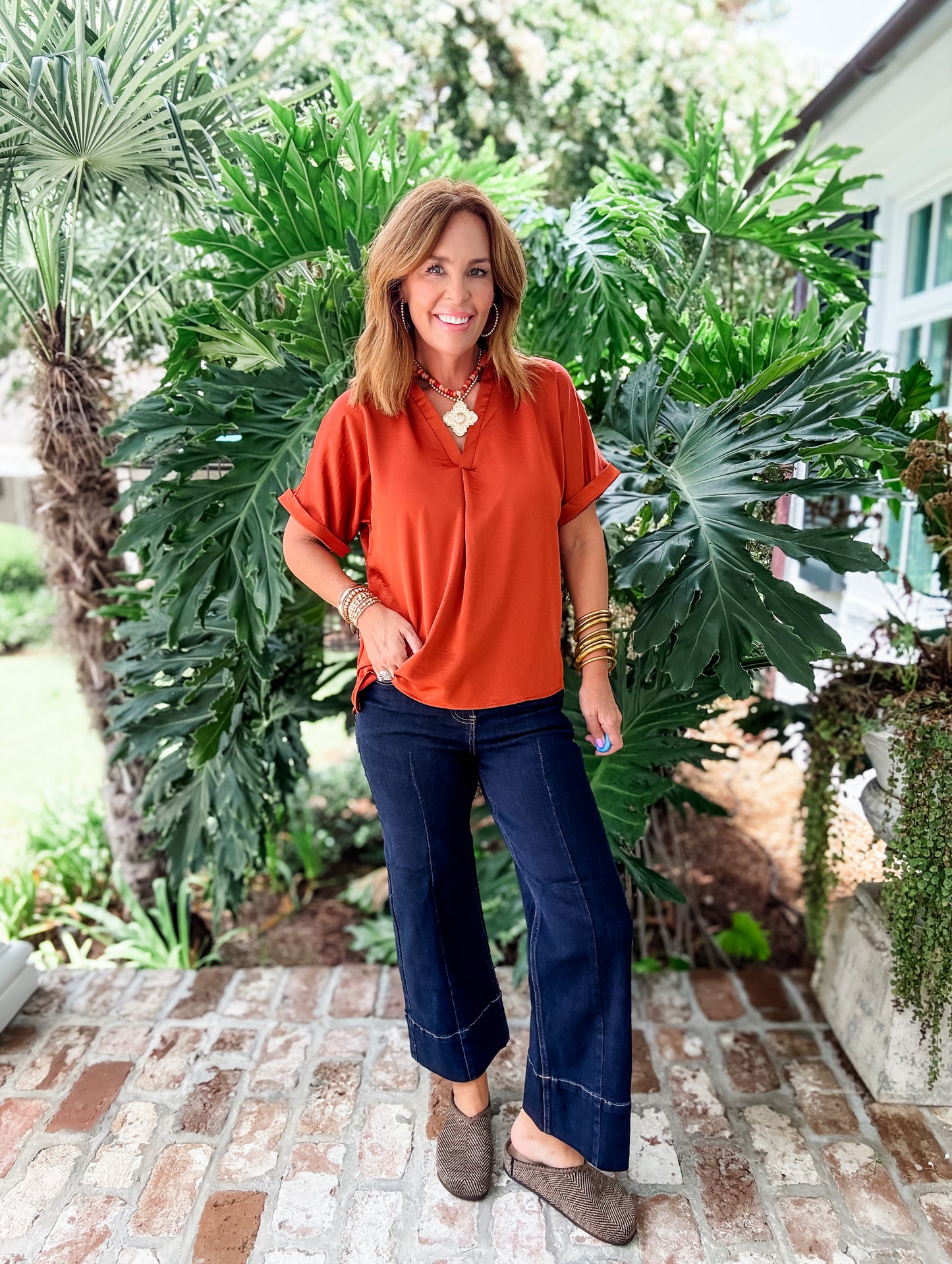 Risen Jeans High Rise Crop Wide with Seam