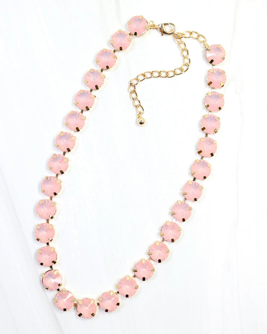 Harper Medium Rhinestone Necklace Pink Multi
