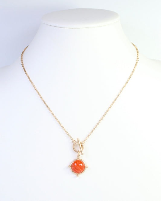 Florissant Round Pendant Necklace Orange