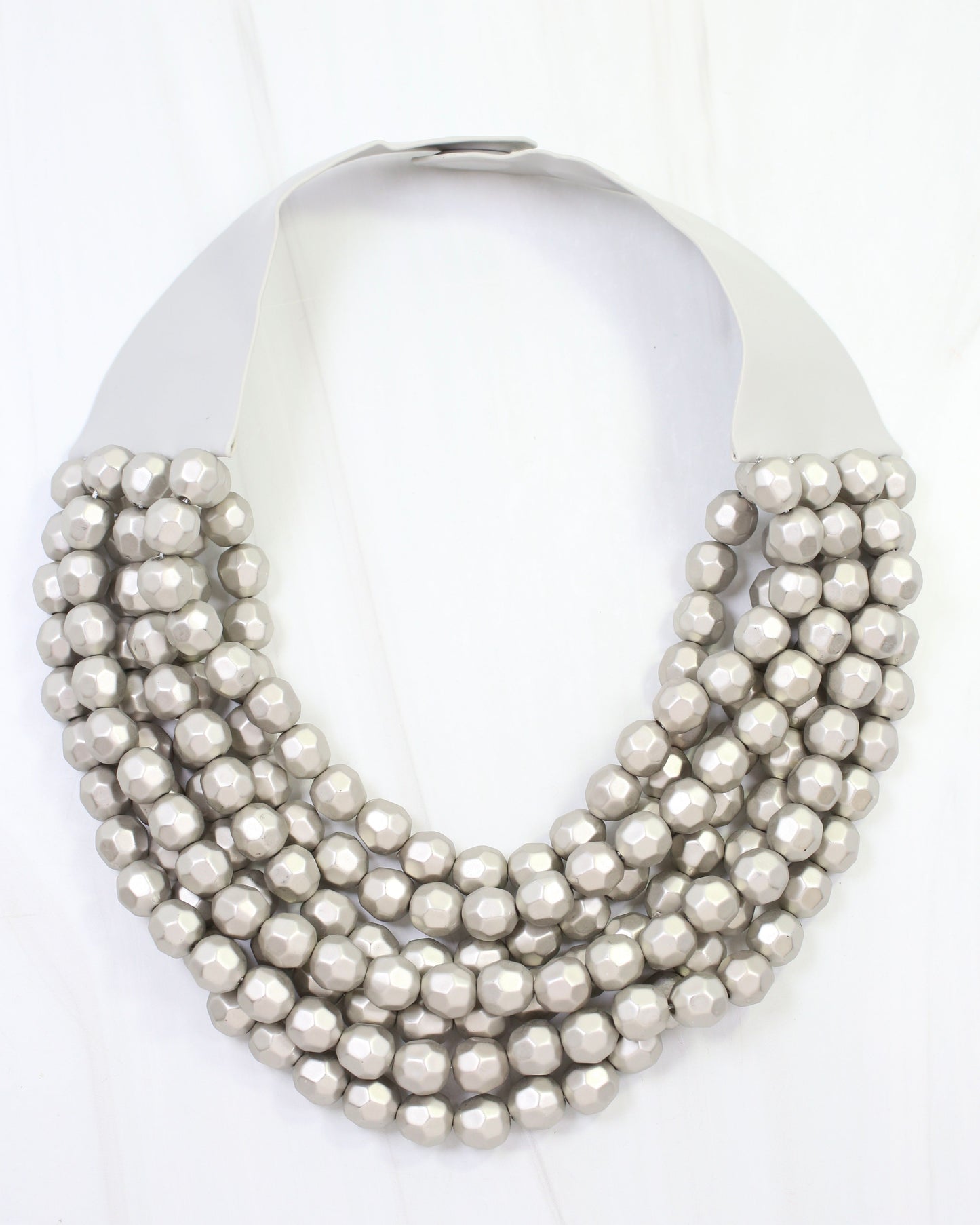 Cadence Layered Beaded Necklace Matte Silver