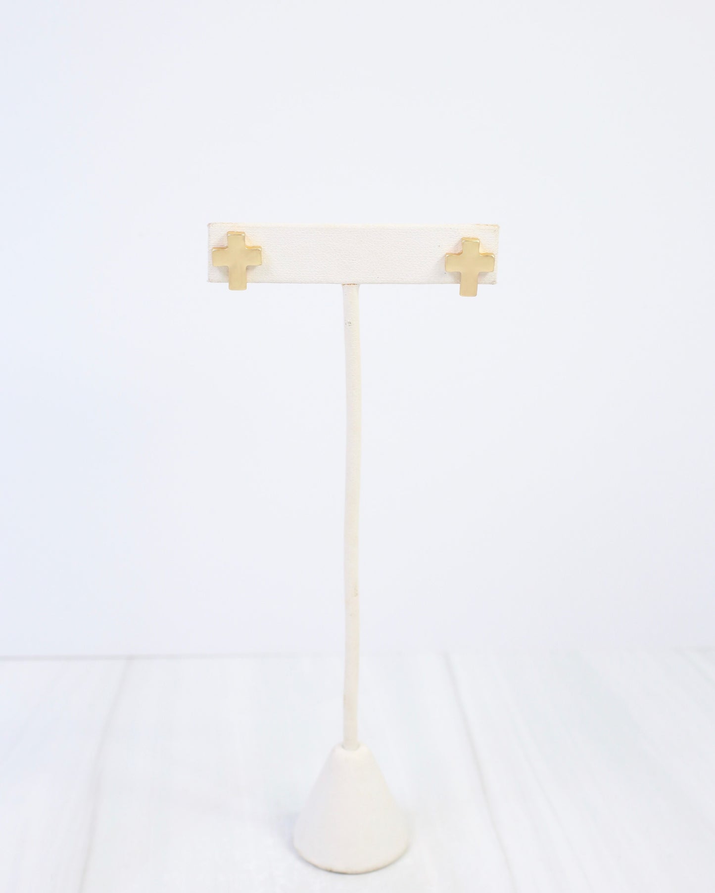 Warren Cross Stud Earring Worn Gold