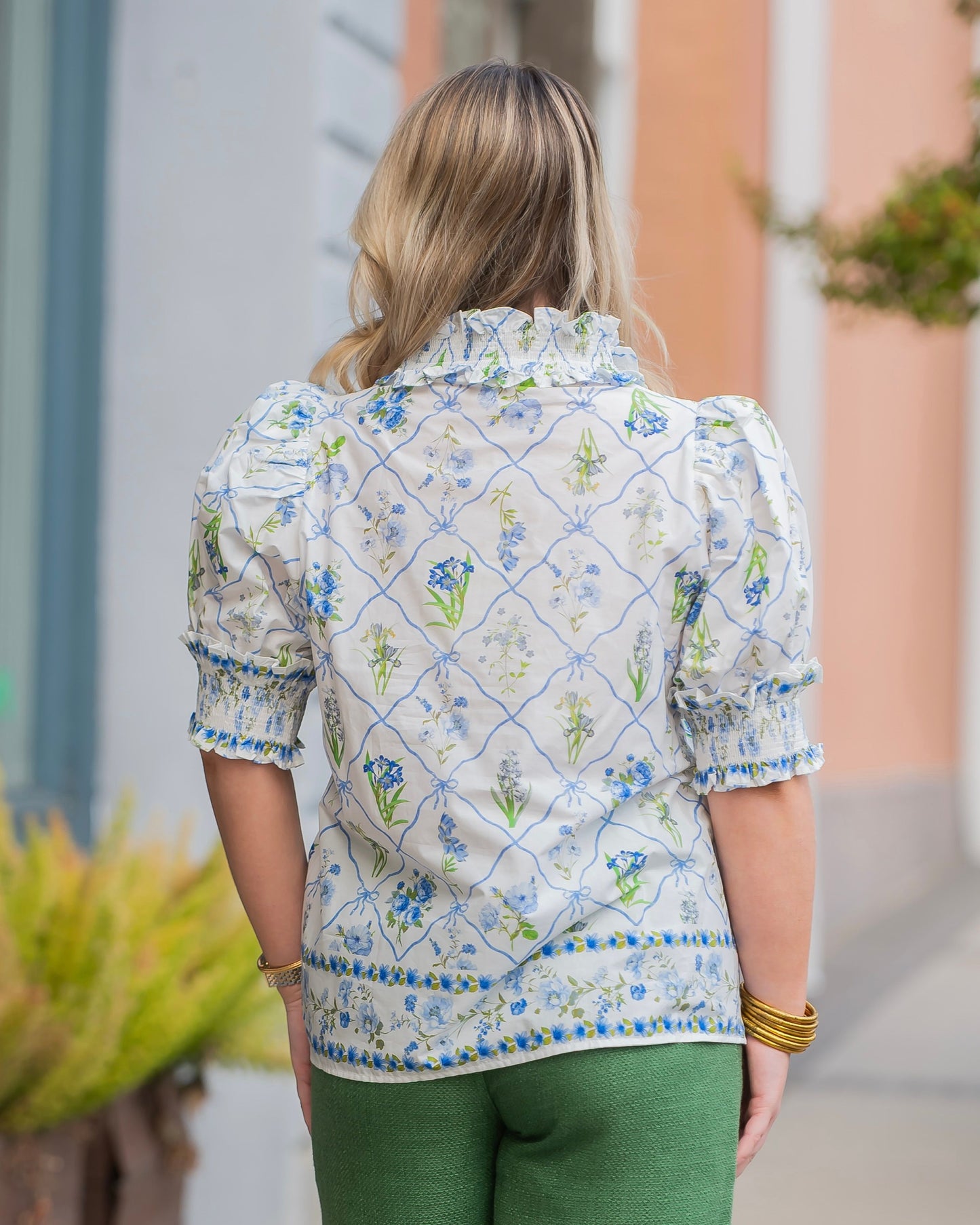 Seattle Botanical Print Puff Sleeve Top