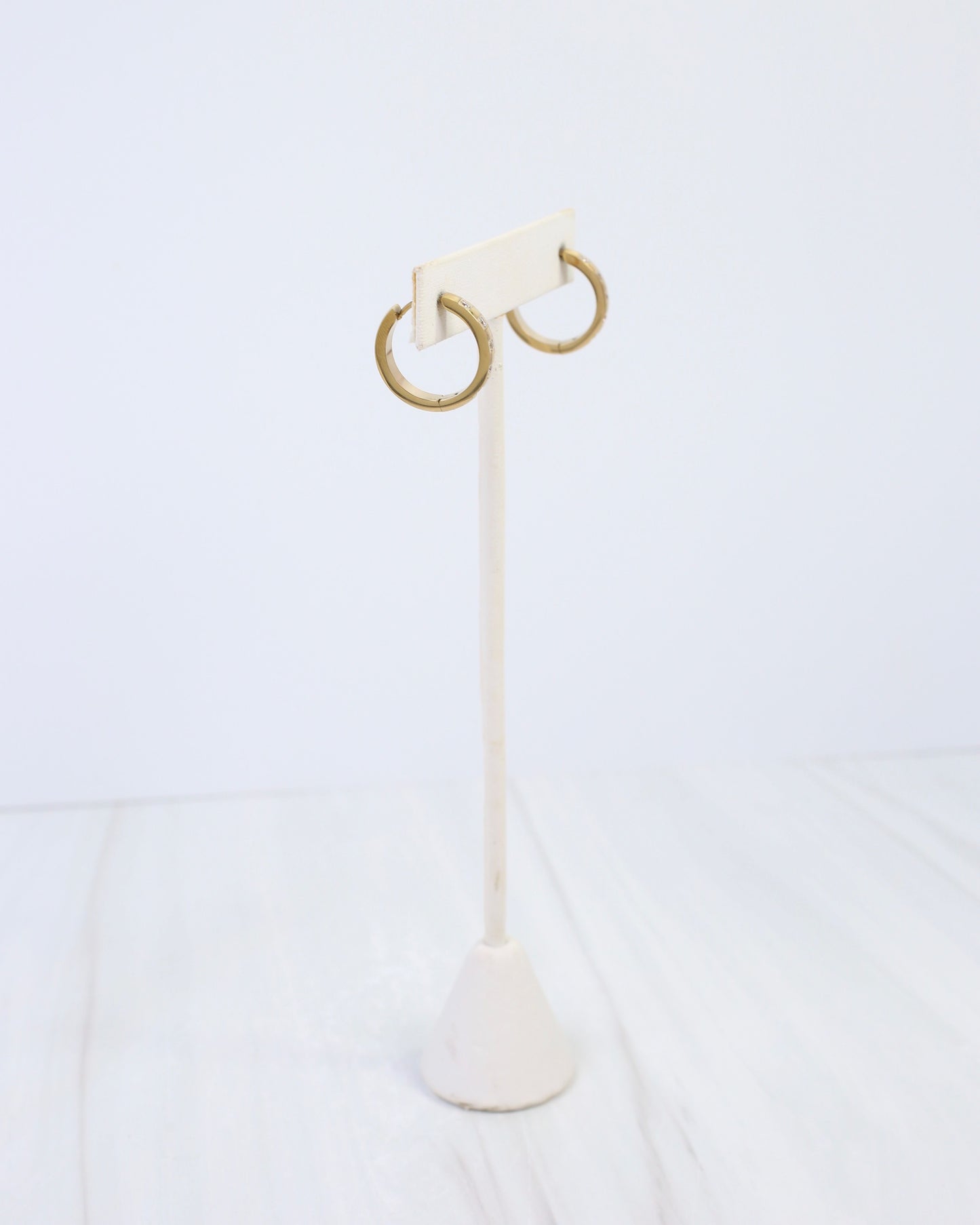 Springfield CZ Hinged Hoop Earring Gold