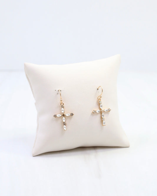 Albritton Pave Cross Earring Gold