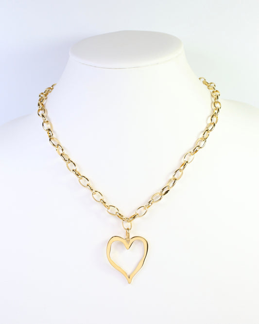 Lowell Link Heart Necklace Gold