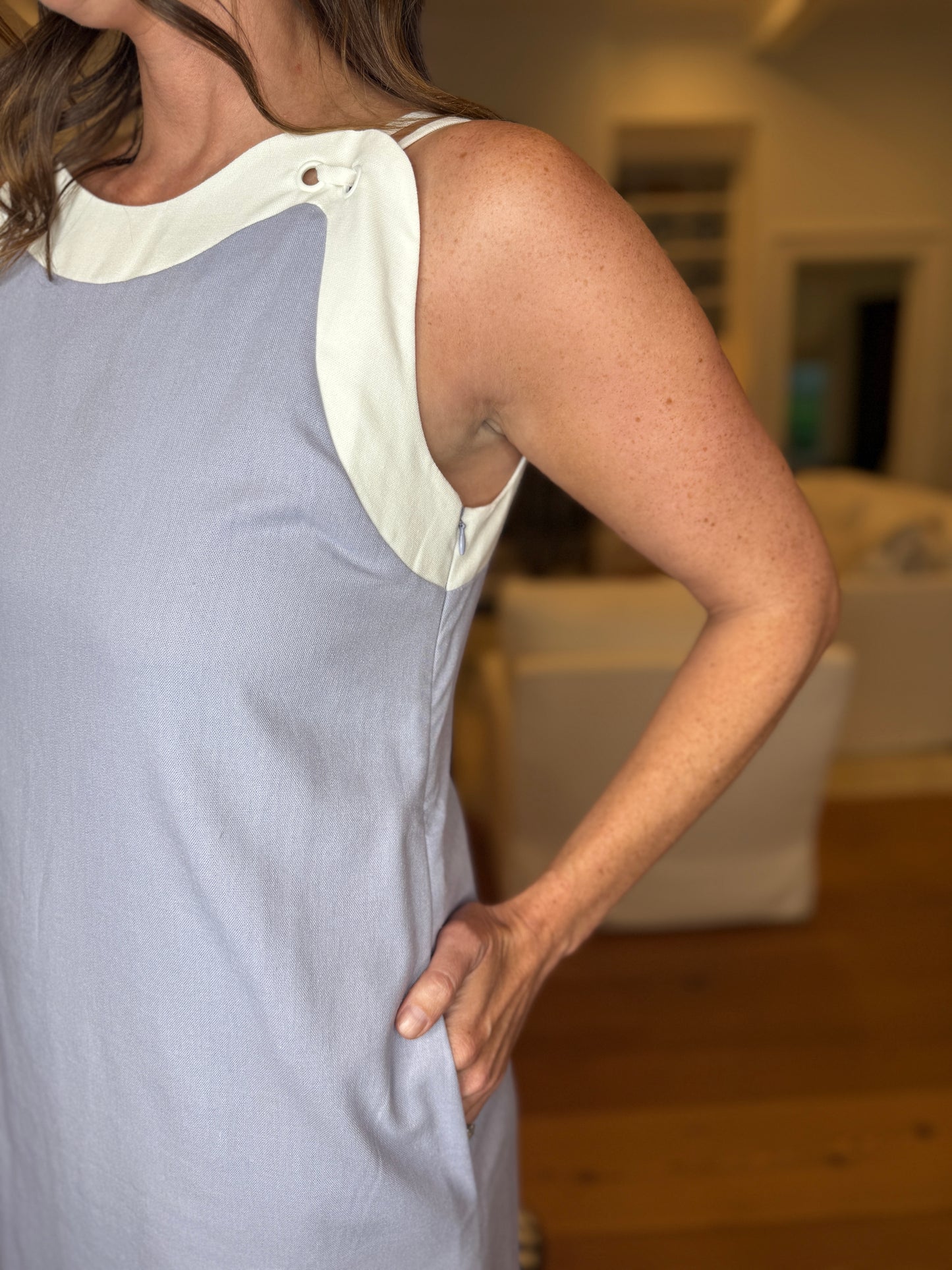 Lori Linen Wave Hem Mini Dress