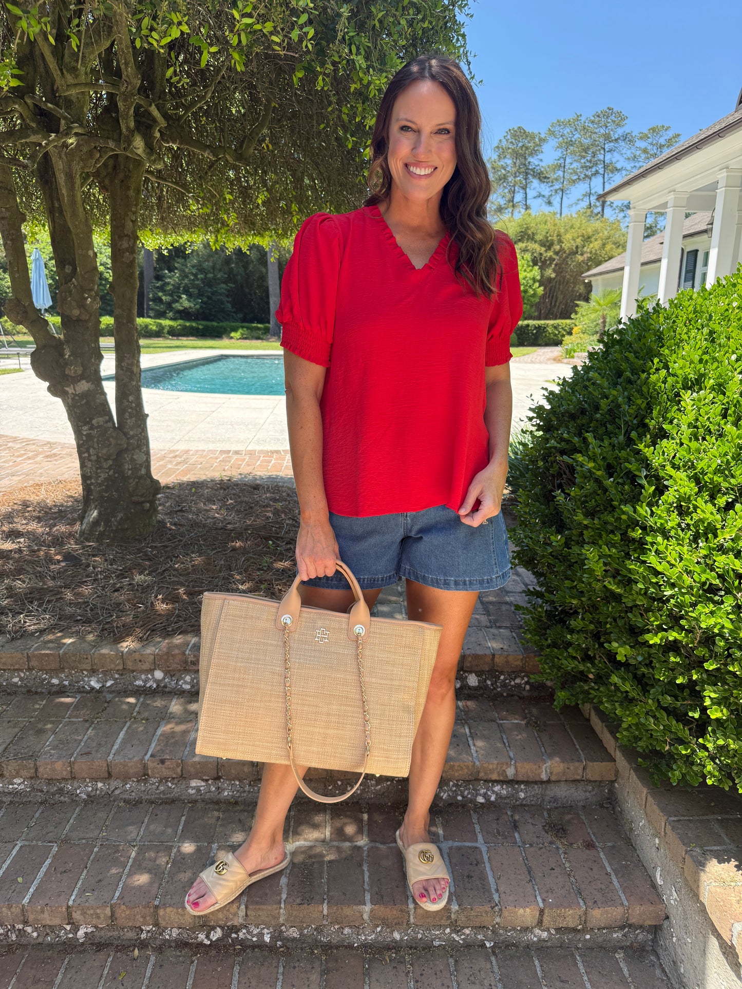 Linley Short Sleeve Red Top