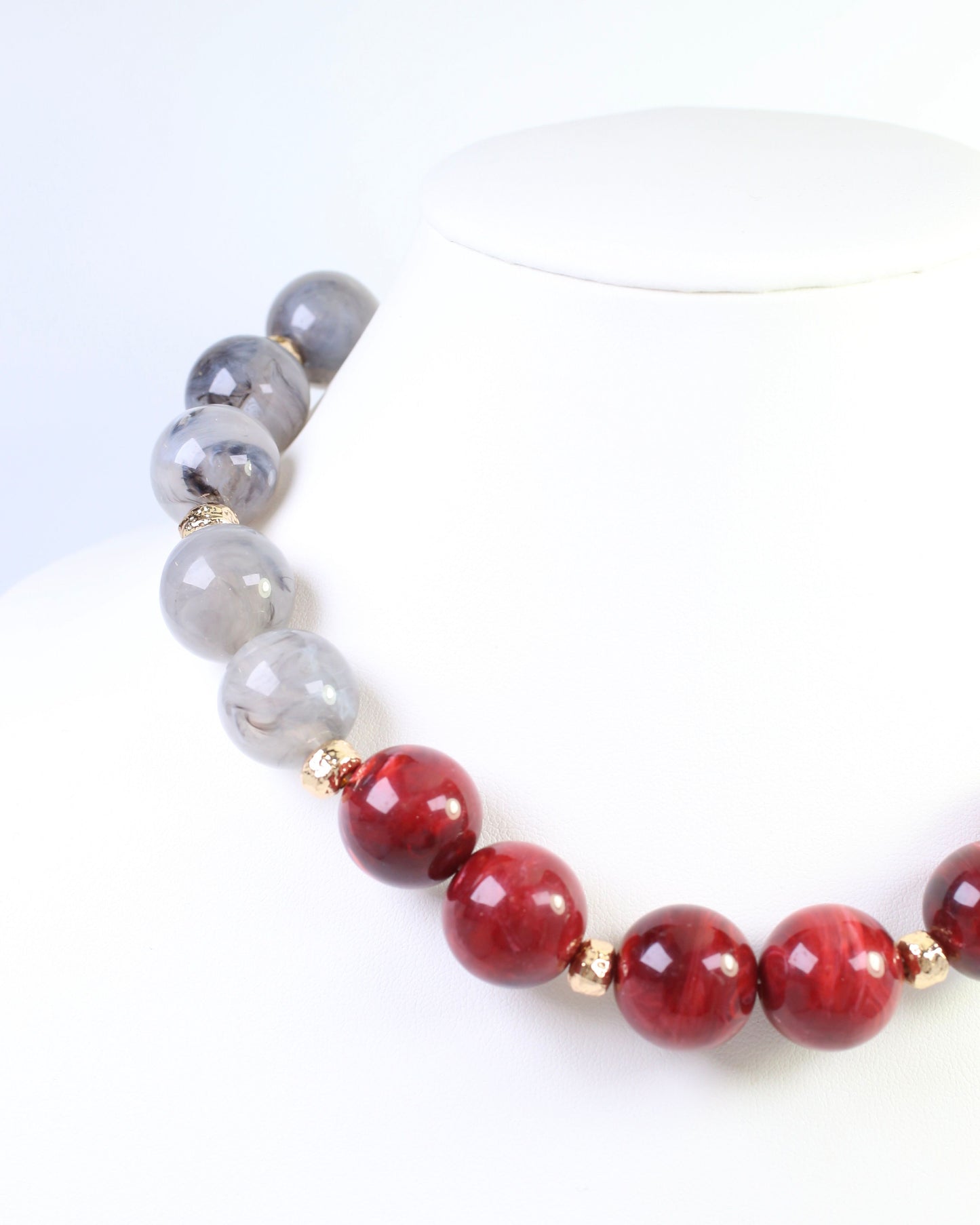 Talbot Beaded Necklace Burgundy Gray