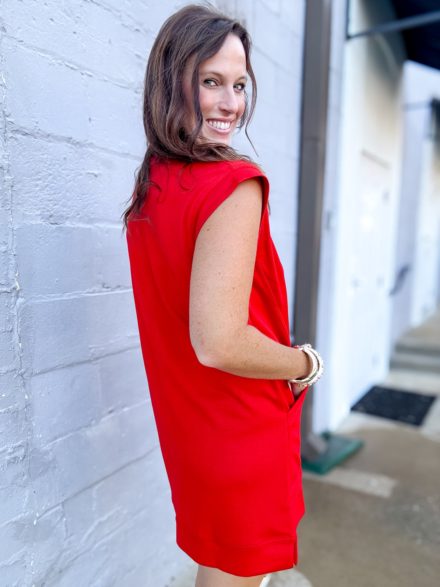 Jamis Half Zip Dress - Red