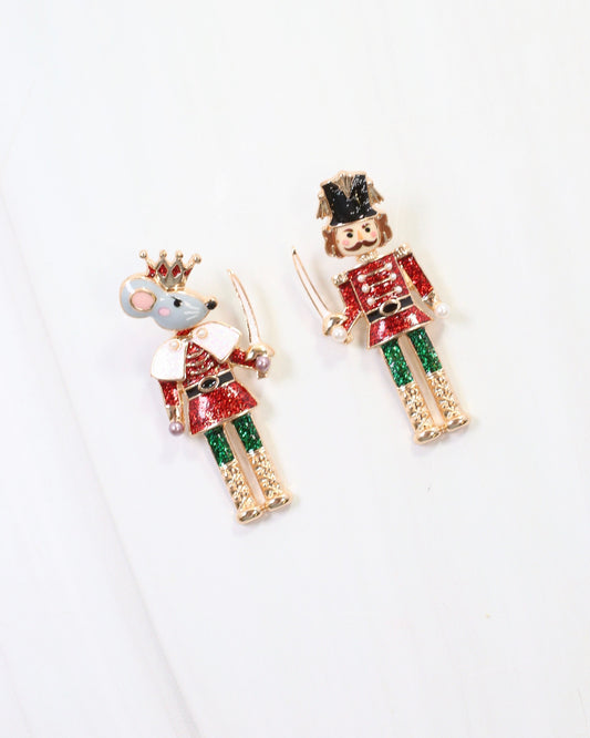Nutcracker King Earring Red