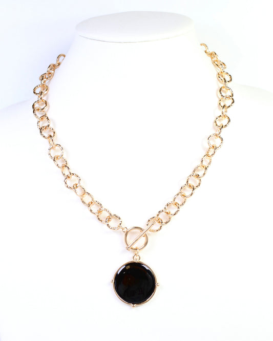 McKinley Pendant Toggle Necklace Black