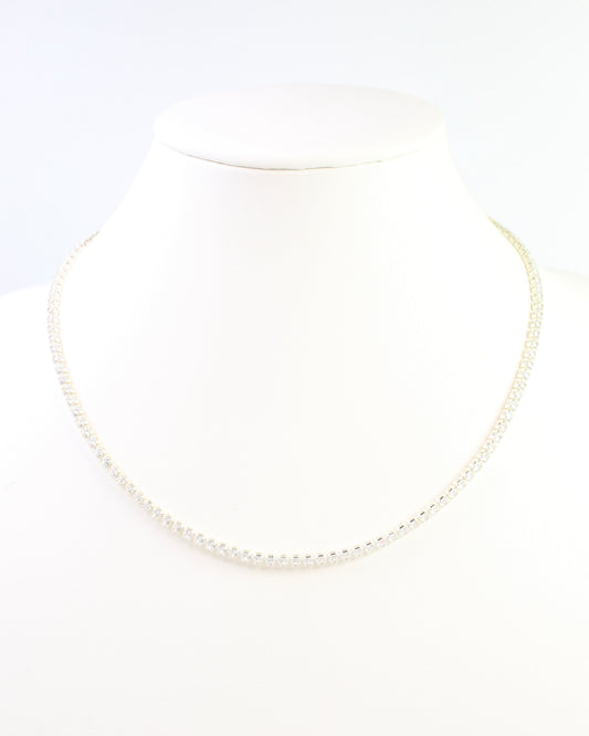 Luna Medium CZ Tennis Necklace WR Silver