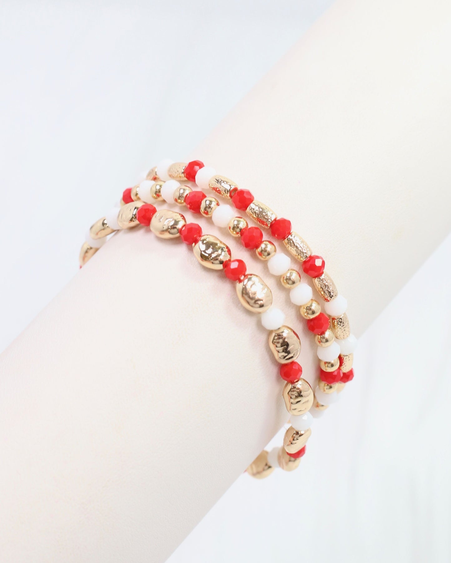 Spirit Beaded Bracelet Set Red White