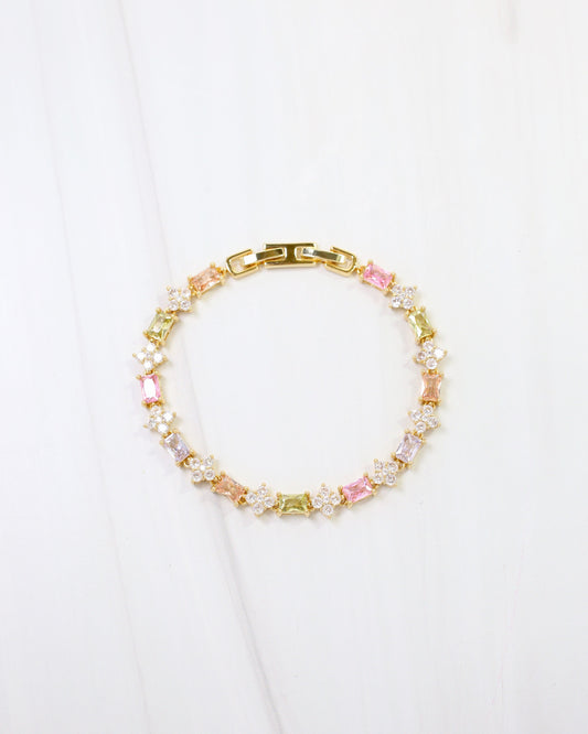 Belen Crystal and CZ Bracelet WR Gold