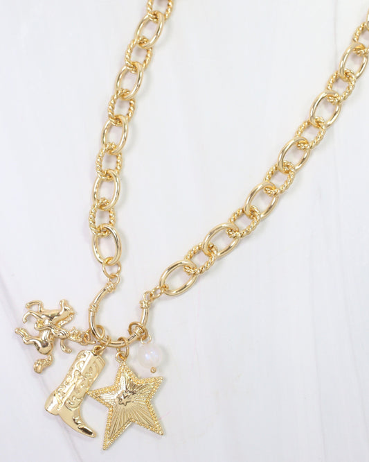 Cheyenne Western Charm Necklace Gold