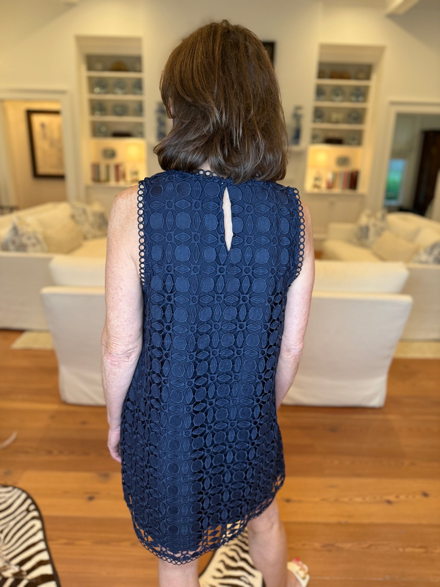 Milion Navy Crochet Lace Trim Mini Dress