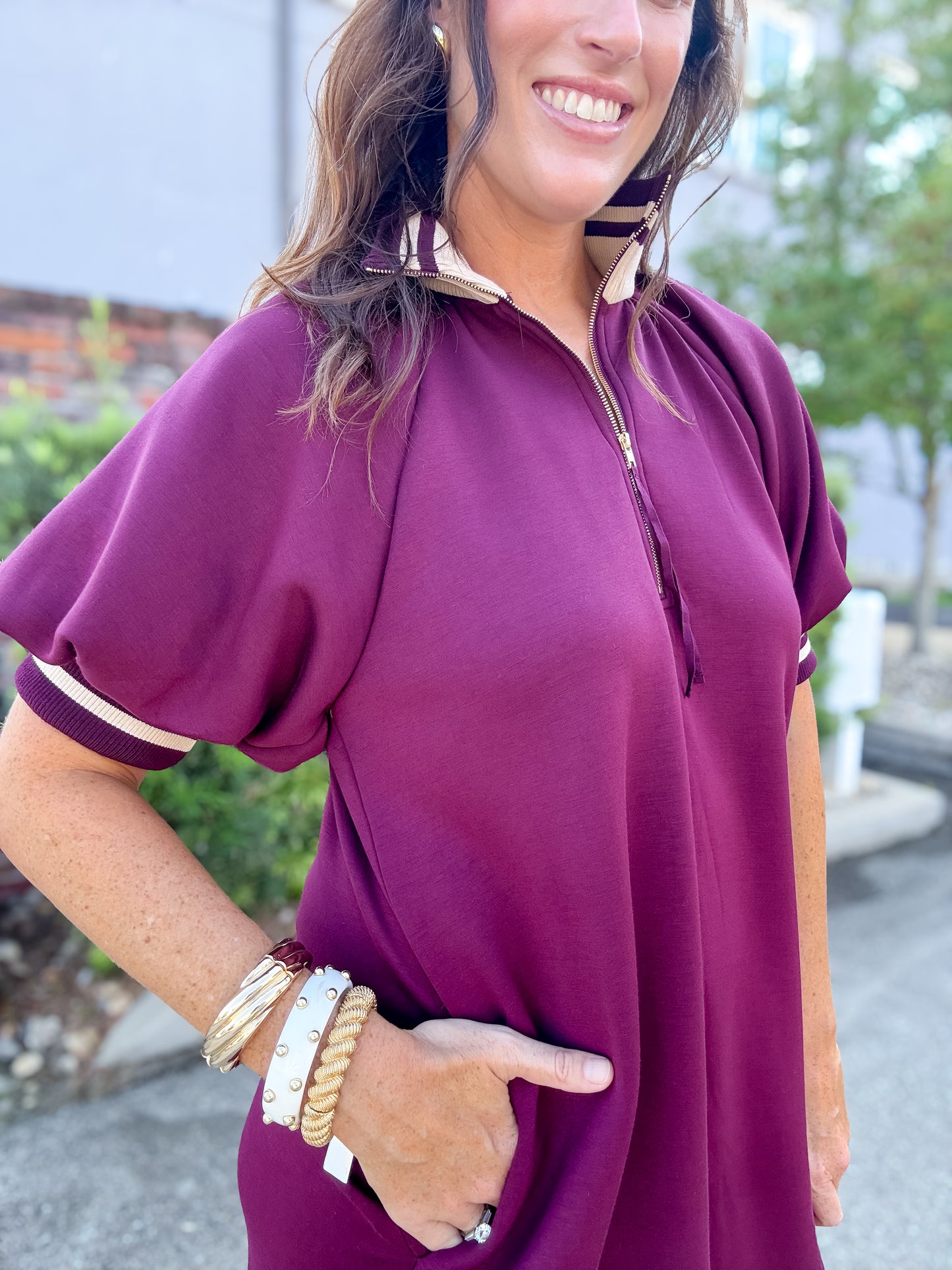 Brooke Garnet Zip up Dress