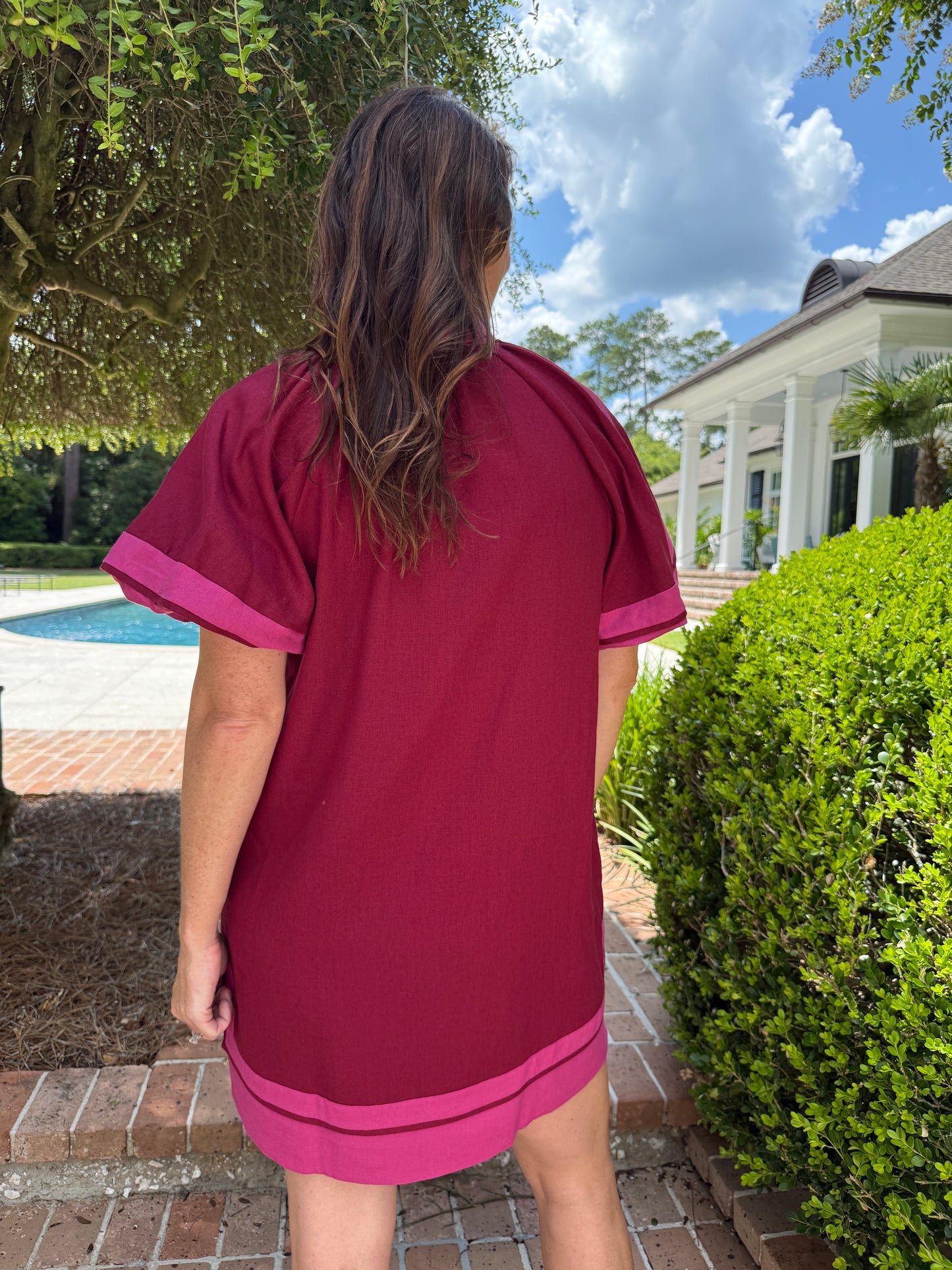 Sinclair Burgundy Linen Dress