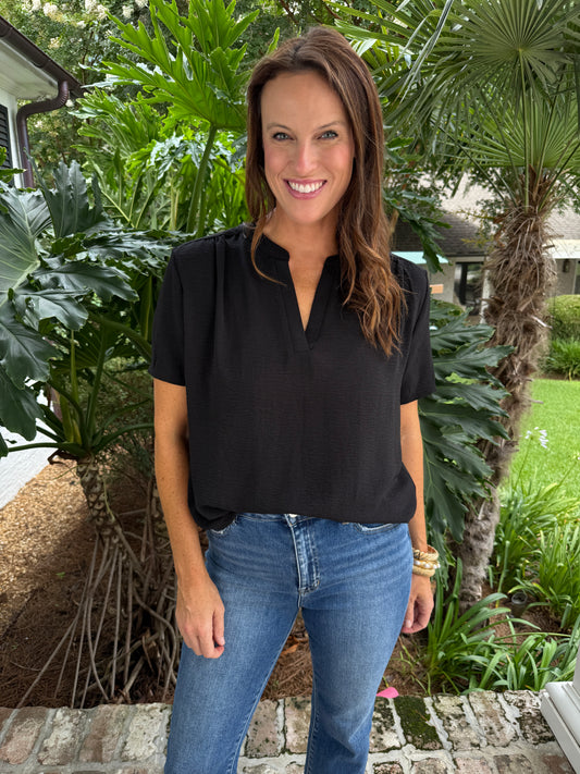 Avalon Short Sleeve Top- Black